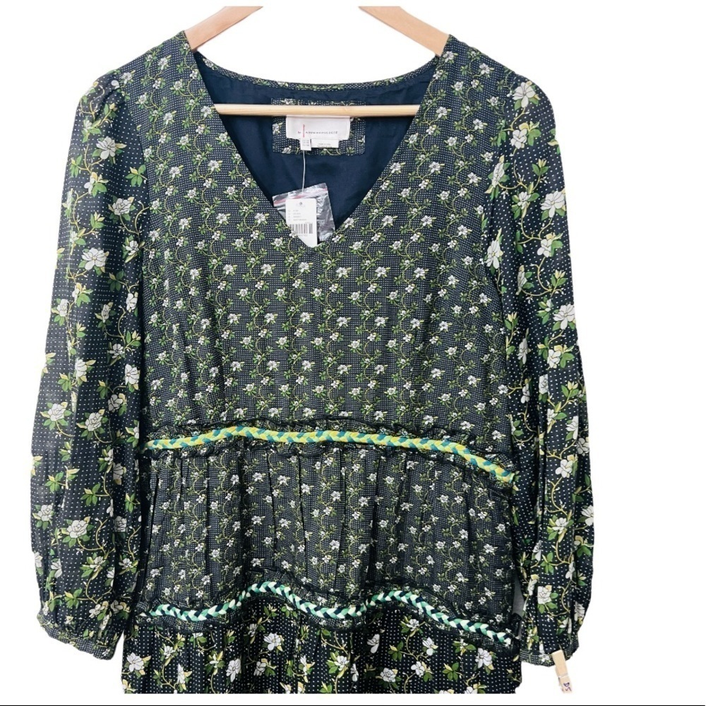 Anthropologie Black floral Tiered Maxi dress in size 10 New with tags - Picture 6 of 15